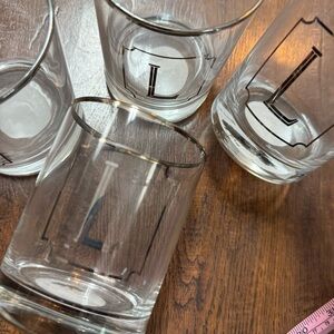 Threshold Monogram L Glasses Set of 4 Silver Rim